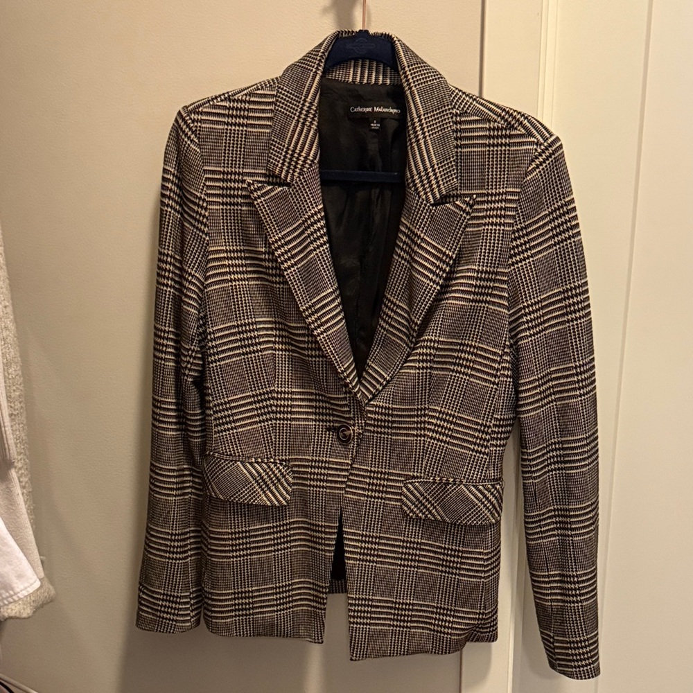 Catherine Malandrino Women's Checkered Blazer - Black and Tan